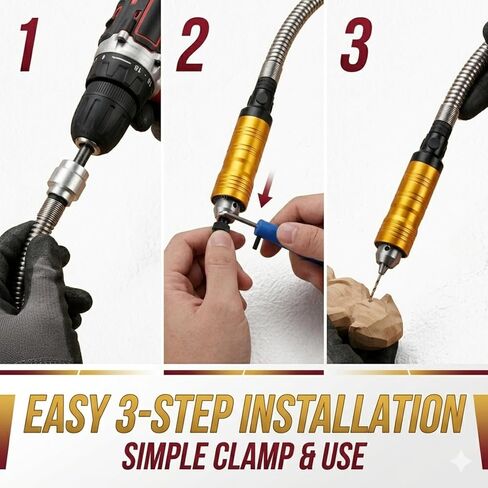 Heavy Duty Metal Flexible Shaft Extension - Rotary Tool Attachment Cable with 0.3-6.5mm Keyed Chuck & Aluminum Handle - Professional Flex Grinder Adapter for Wood Carving & Polishing in Saudi Arabia