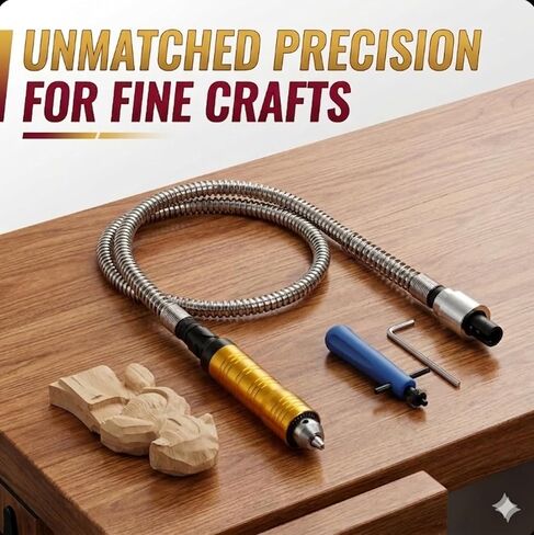 Heavy Duty Metal Flexible Shaft Extension - Rotary Tool Attachment Cable with 0.3-6.5mm Keyed Chuck & Aluminum Handle - Professional Flex Grinder Adapter for Wood Carving & Polishing in Saudi Arabia