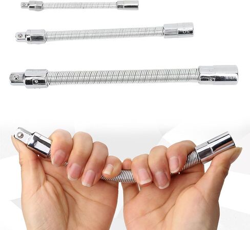 Flexible Extension Bar Shaft Set, 3pcs Stainless Steel Bendable Socket Extensions - Durable Construction, Adjustable Angles for Hard to Reach Areas in Saudi Arabia