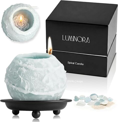 LUMINORA Spiral Scented Candle for Women & Men | Hand-Crafted Decorative Soy Wax Candle | Decor Wick Flower | Unique Twisted Spiral Burn Design | Aromatherapy Candle | Winter Whire | (Vanilla Scent) in Saudi Arabia