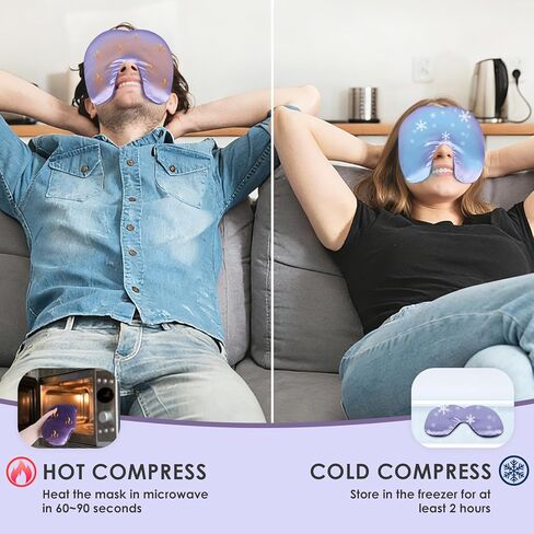 قناع الجيوب الأنفية من أتسوويل عبوتين، أقنعة العين الساخنة لتخفيف جفاف العيون والجيوب الأنفية، وسادة عين مرجحة للوجه، ضغط بارد دافئ قابل للاستخدام في الميكروويف لعلاج الصداع النصفي والنمط والاسترخاء، أرجواني in Kuwait