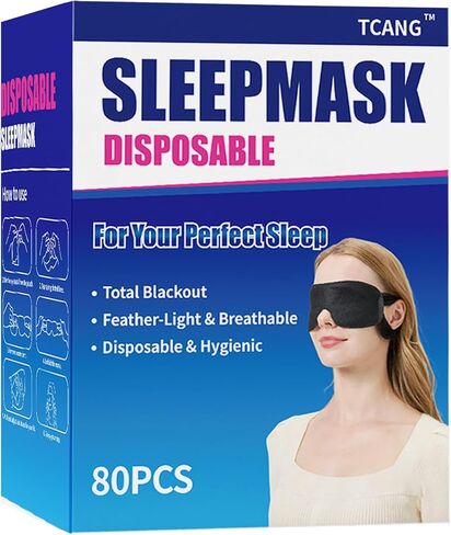80 Pack Disposable Eye Masks for Sleep, Blackout Blindfolds for Men Women Sleeping Mask Bulk, Soft Blind Fold Night Eye Shade Cover for Travel Games Party in Kuwait
