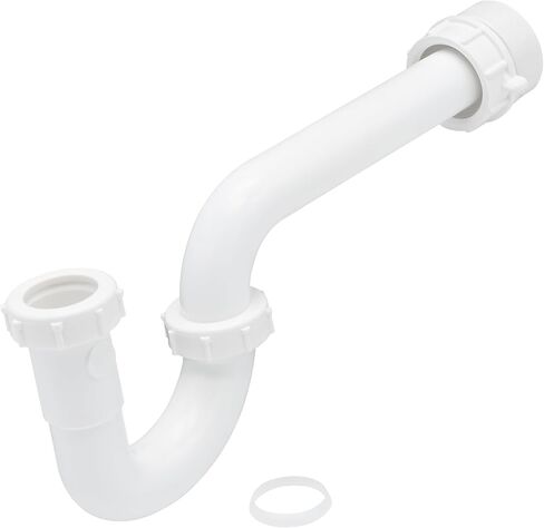 1-1/4 Inch P-Trap Kit, Polypropylene Tubular with PVC Marvel Adapter, Ribbed Threaded Nuts for Strong Leak-Free Connection, Includes J-Bend, Wall Arm & Washers in Kuwait