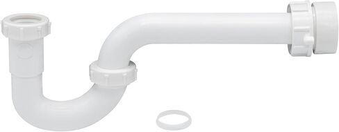 1-1/4 Inch P-Trap Kit, Polypropylene Tubular with PVC Marvel Adapter, Ribbed Threaded Nuts for Strong Leak-Free Connection, Includes J-Bend, Wall Arm & Washers in Kuwait