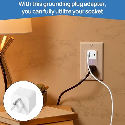 Grounding Plug Adapter Earthing Ground Plug – 2 Pack Universal Grounding Adapter for Hooga Grounding Mat, Safe Earthing Ground Socket Splitter for Indoor Use, Compatible with US Type B Outlet in Kuwait