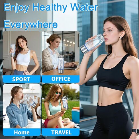 Hydrogen Water Bottle Generator - Portable Hydrogen Water Ionizer Machine SPE PEM Tech, Rechargeable Hydrogen Rich Water Glass Bottle for Home Gym Office and Travel Hydrogen Bottle in Kuwait