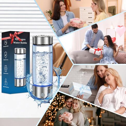 Hydrogen Water Bottle Generator - Portable Hydrogen Water Ionizer Machine SPE PEM Tech, Rechargeable Hydrogen Rich Water Glass Bottle for Home Gym Office and Travel Hydrogen Bottle in Kuwait