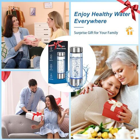 Hydrogen Water Bottle Generator - Portable Hydrogen Water Ionizer Machine SPE PEM Tech, Rechargeable Hydrogen Rich Water Glass Bottle for Home Gym Office and Travel Hydrogen Bottle in Kuwait