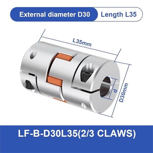 2pcs LF-B-D30L35/40/50 Aluminum Shaft Coupler Jaw Plum Spider Clamping Type CNC Motor Encoder Coupling 6mm to 16mm for Dividing Table(Length 50mm 3jaw) in Saudi Arabia