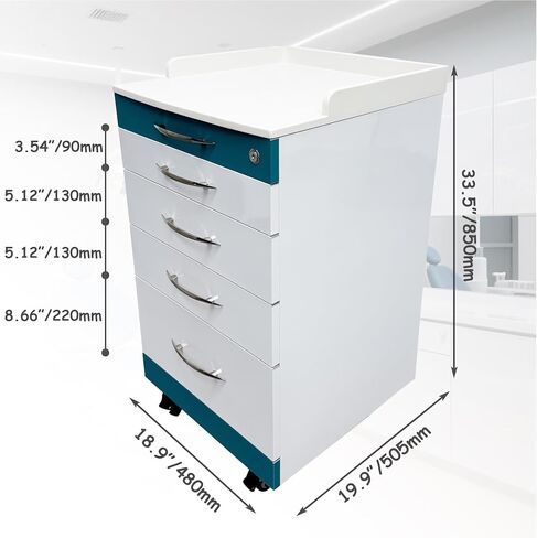 خزانة ملفات متنقلة معدنية من INTSUPERMAI بـ 4 أدراج مع قفل مقاس 19 بوصة، خزانة تخزين مساعد طب الأسنان، خزانة متنقلة لمساعد طب الأسنان، عربة تخزين من الفولاذ المقاوم للصدأ، لون أزرق وأبيض in Kuwait