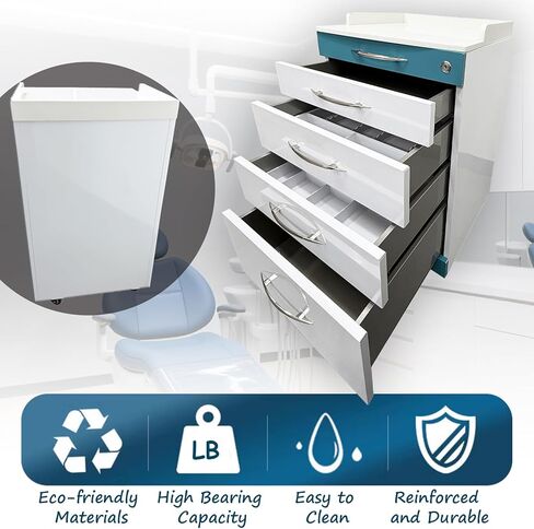 خزانة ملفات متنقلة معدنية من INTSUPERMAI بـ 4 أدراج مع قفل مقاس 19 بوصة، خزانة تخزين مساعد طب الأسنان، خزانة متنقلة لمساعد طب الأسنان، عربة تخزين من الفولاذ المقاوم للصدأ، لون أزرق وأبيض in Kuwait