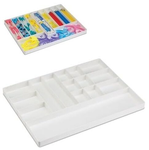 3/Pieces Dental 15/Section Large Drawer Organizer Tray, Dental Supply Cart Section Divided White Tray for Medical/Dental Supply in Kuwait