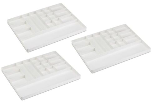 3/Pieces Dental 15/Section Large Drawer Organizer Tray, Dental Supply Cart Section Divided White Tray for Medical/Dental Supply in Kuwait