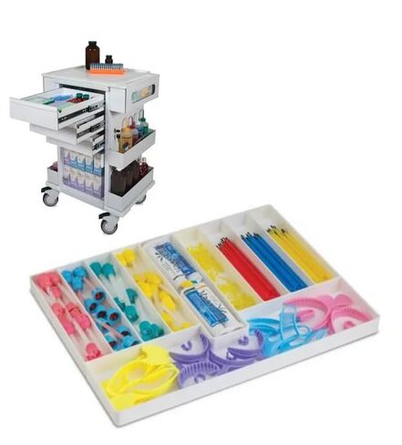 3/Pieces Dental 15/Section Large Drawer Organizer Tray, Dental Supply Cart Section Divided White Tray for Medical/Dental Supply in Kuwait