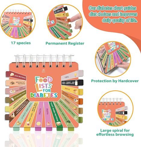 [17 Categories] Magnetic Diabetes Food List and Meal Planner - 340+ Diabetic Food Chart for Type 1&2 Diabetes - Portable Diabetic Supplies- Diabetes Food List Chart Booklet with Glycemic Index (GI) in Kuwait
