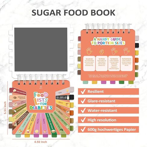 [17 Categories] Magnetic Diabetes Food List and Meal Planner - 340+ Diabetic Food Chart for Type 1&2 Diabetes - Portable Diabetic Supplies- Diabetes Food List Chart Booklet with Glycemic Index (GI) in Kuwait