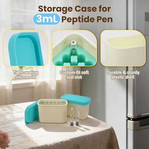 حقيبة تخزين خرطوشة 3 مل، خراطيش القلم وصندوق حامل قارورة مع حشوة وغطاء من السيليكون، سهلة التنظيف، آمنة للثلاجة/الفريزر، منظم قابل لإعادة الاستخدام (الخراطيش/القارورة غير متضمنة) in Kuwait