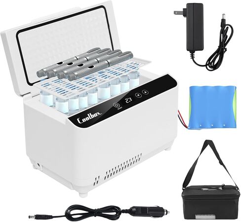 Electric Insulin Cooler Travel Case Box, Insulin Fridge for Travel TSA Approved, Portable Insulin Refrigerator, Diabetic Travel Case with LCD Display, 2-18℃ Temperature Control, 3–5 Insulin Pens in Kuwait