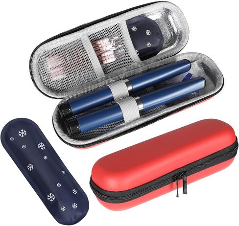 Insulin Cooler Travel Case for Diabetic Supplies Red Insulin Pen Storage Compact with One Ice Pack for Daily Life and Trip in Kuwait