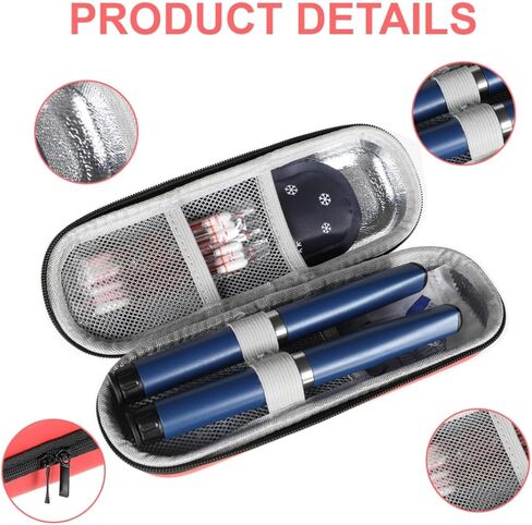 Insulin Cooler Travel Case for Diabetic Supplies Red Insulin Pen Storage Compact with One Ice Pack for Daily Life and Trip in Kuwait