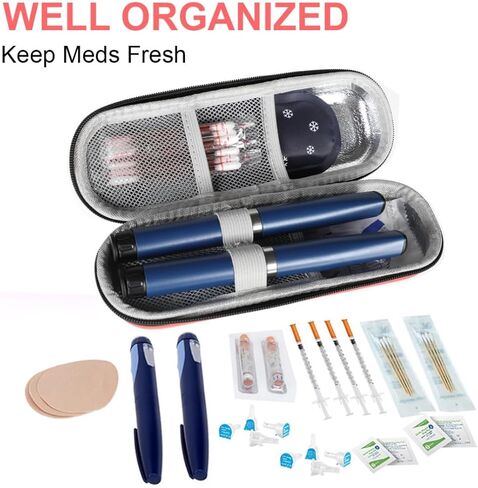 Insulin Cooler Travel Case for Diabetic Supplies Red Insulin Pen Storage Compact with One Ice Pack for Daily Life and Trip in Kuwait