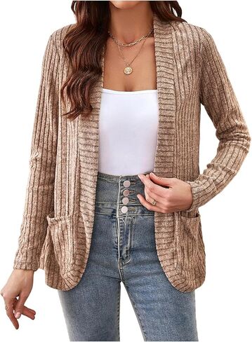 SHENHE Women's Lightweight Open Front Soft Cardigan with Pockets Casual Comfy Sweater Jacket in Saudi Arabia