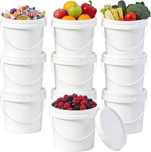 Airtight Clear Plastic Bucket with Lid, Ice Buckets for Parties, Reusable Ice Cream Tub with Handle, Food Storage Container, Food Grade Freezer and Microwave Safe for Sauce, Soup (16 OZ/500 ML) in Saudi Arabia