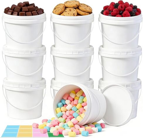 Airtight Clear Plastic Bucket with Lid, Ice Buckets for Parties, Reusable Ice Cream Tub with Handle, Food Storage Container, Food Grade Freezer and Microwave Safe for Sauce, Soup (16 OZ/500 ML) in Saudi Arabia