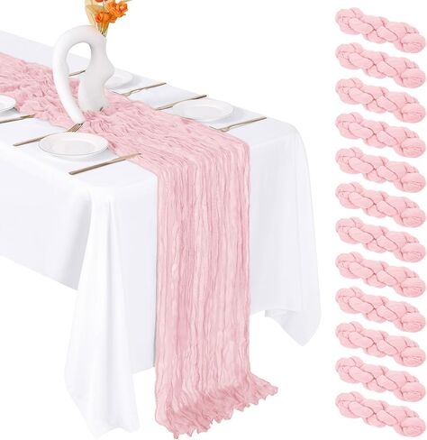 12 Pack Sage Green Cheesecloth Table Runner 20 x 120 Inch Gauze Table Runner Fabric Semi Sheer Cheese Cloth Table Decor Bulk for Rustic Romantic Wedding Baby Shower Party Table Decoration in Saudi Arabia