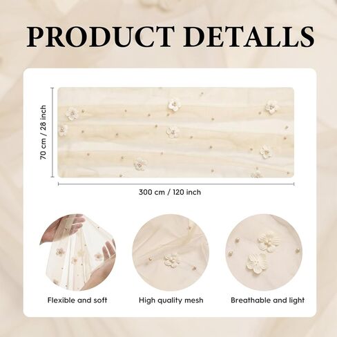 Artoid Mode Flower Pearl Champagne Gauze Table Runner 10FT, Seasonal Sheer Dining Holiday Wedding Birthday Baby Shower Table Decor for Home Party in Saudi Arabia