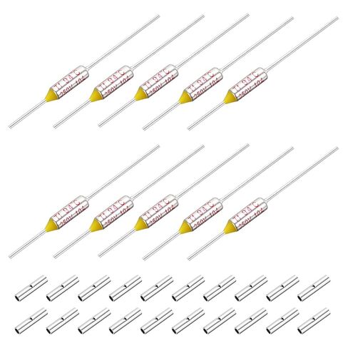 MECCANIXITY 10 Pcs Metal Temperature Thermal Fuse SF229 229C 444.2F 10A 250V Cutoff Thermal Fuse with 20 Pcs BN1.25 Bare Terminal Butt Connector in Saudi Arabia