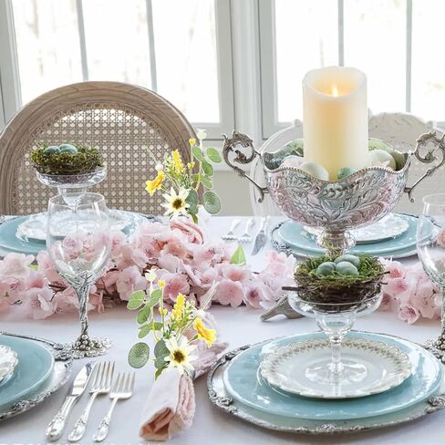 Eucalyptus Leaves Daisies Napkin Rings Green Eucalyptus Leaf Yellow Flower Napkin Buckle Table Decoration for Spring Wedding Party Valentine's Day Festival Decoration Supplies 4 Pcs in Kuwait