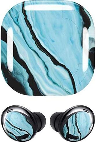 Skinit Decal Audio Skin Compatible with Samsung Galaxy Buds Pro Originally Designed Aqua Blue Marble Ink Design in Saudi Arabia