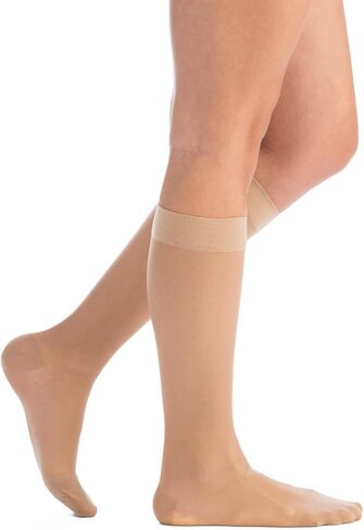 EvoNation Women’s Knee-High Graduated Compression Socks, 15-20 mmHg – Moderate Pressure Sheer Socks, Support Stockings Hose, Black, Large in Kuwait