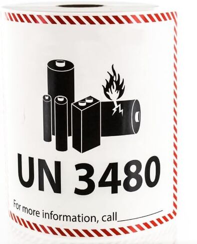 UN3480 Lithium Battery Labels – 4.75" x 4.5" – Hazard Warning Stickers with Red Dashed Border – Compliant Shipping Labels for Lithium Batteries | LabelValue in Saudi Arabia