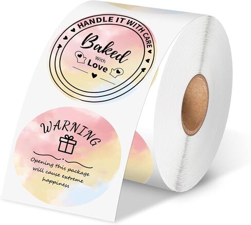 ملصقات حرارية مستديرة مقاس 3 بوصة، ملصقات ملصقات طابعة حرارية لتصميم شعار DIY، ملصقات حرارية ذاتية اللصق متدرجة الألوان المائية لبطاقة الاسم والعناوين وبطاقة الشكر واستخدام الأعمال الصغيرة، 500 قطعة in Kuwait