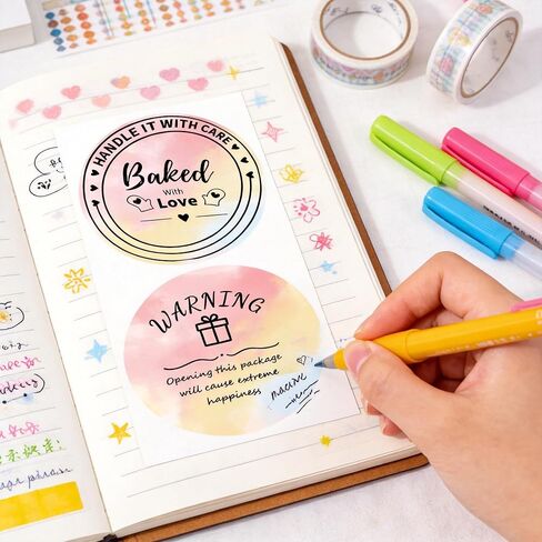 ملصقات حرارية مستديرة مقاس 3 بوصة، ملصقات ملصقات طابعة حرارية لتصميم شعار DIY، ملصقات حرارية ذاتية اللصق متدرجة الألوان المائية لبطاقة الاسم والعناوين وبطاقة الشكر واستخدام الأعمال الصغيرة، 500 قطعة in Kuwait