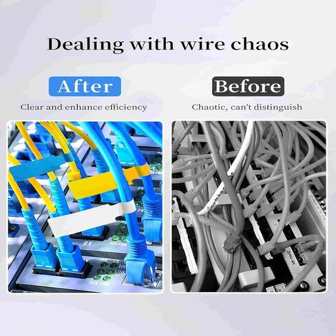 Risio Cable Labels 0.47"x4.29"(12x109mm),70 Labels/Roll(5 color set),Colorful Waterproof Labels for Electronic Devices with Cable Management, Self-Adhesive Tear-Resistant Cable Labels in Saudi Arabia