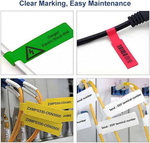 Risio Cable Labels 0.47"x4.29"(12x109mm),70 Labels/Roll(5 color set),Colorful Waterproof Labels for Electronic Devices with Cable Management, Self-Adhesive Tear-Resistant Cable Labels in Saudi Arabia