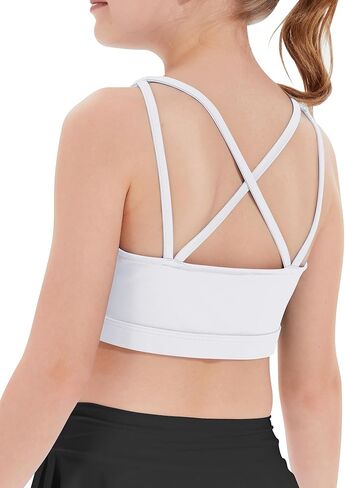 Girls Training Bra Kids Strappy Scoop Neck Sports Bra for Teens Comfort Dance Yoga Crop Tops in Saudi Arabia