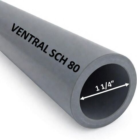 VENTRAL Schedule 80 PVC Pipe 1 1/4 Inch (1.66 OD), Grey, Cut Lengths for Industrial, Plumbing, Chemical, High-pressure (72 Inches Long) in Kuwait