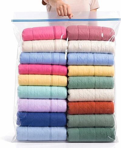 10 Pack 35 Gallon Jumbo Storage Bags, 40" x 30" Clear Resealable Zipper Bags with Handles, Extra Large Storage Container for Clothes, Pillows, Blankets, Bedding and Seasonal Organizer in Saudi Arabia