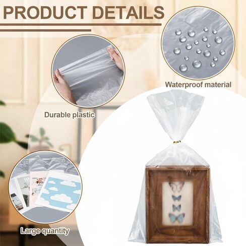 Leinuosen 1000 Pack Plastic Door Knob Hanger Bags Transparent Weatherproof Door Hanging Bags with 1.5-1.75 Hole for Flyers Newspapers Mail Magazine Notices Outdoor Avoid Dirt Protect (6 X 19) in Saudi Arabia