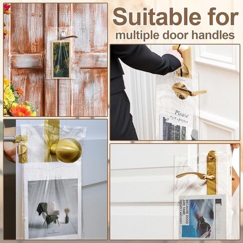 Leinuosen 1000 Pack Plastic Door Knob Hanger Bags Transparent Weatherproof Door Hanging Bags with 1.5-1.75 Hole for Flyers Newspapers Mail Magazine Notices Outdoor Avoid Dirt Protect (6 X 19) in Saudi Arabia