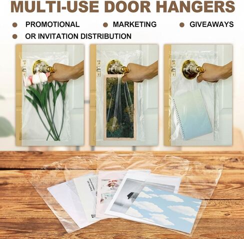 Leinuosen 1000 Pack Plastic Door Knob Hanger Bags Transparent Weatherproof Door Hanging Bags with 1.5-1.75 Hole for Flyers Newspapers Mail Magazine Notices Outdoor Avoid Dirt Protect (6 X 19) in Saudi Arabia