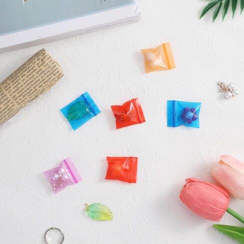 400Pcs 1.2''x 1'' Mini Plastic Baggies, Colored Clear Thick Poly Baggies All Purpose Resealable Storage Bags with Zip Top Lock for Jewelry, Candy, Beads, Bolts, Snack, Travel, Storage in Saudi Arabia