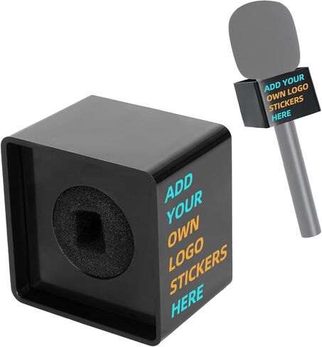 SUNMON 1 Pcs Microphone Flag Station Portable Square Cube ABS Interview Microphone Logo Flags for News Live Reporter and KTV（Black） in Saudi Arabia