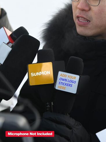 SUNMON 1 Pcs Microphone Flag Station Portable Square Cube ABS Interview Microphone Logo Flags for News Live Reporter and KTV（Black） in Saudi Arabia