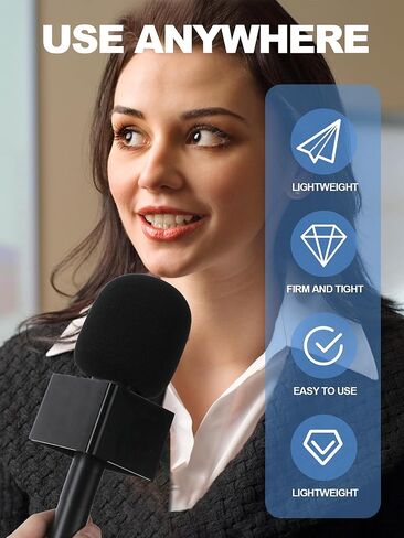 SUNMON 1 Pcs Microphone Flag Station Portable Square Cube ABS Interview Microphone Logo Flags for News Live Reporter and KTV（Black） in Saudi Arabia