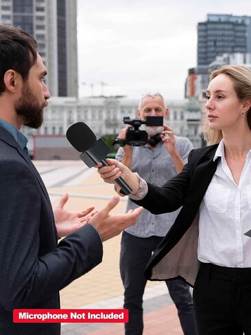 SUNMON 1 Pcs Microphone Flag Station Portable Square Cube ABS Interview Microphone Logo Flags for News Live Reporter and KTV（Black） in Saudi Arabia